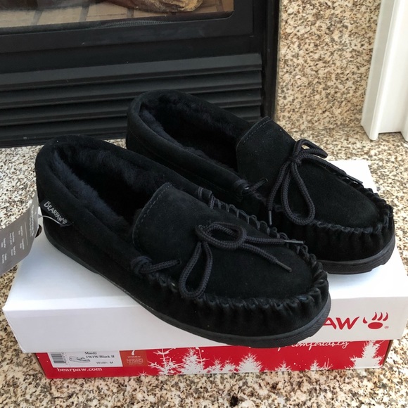 BearPaw Shoes - NWT BearPaw Black Leather Mindy Moccasin Shoes